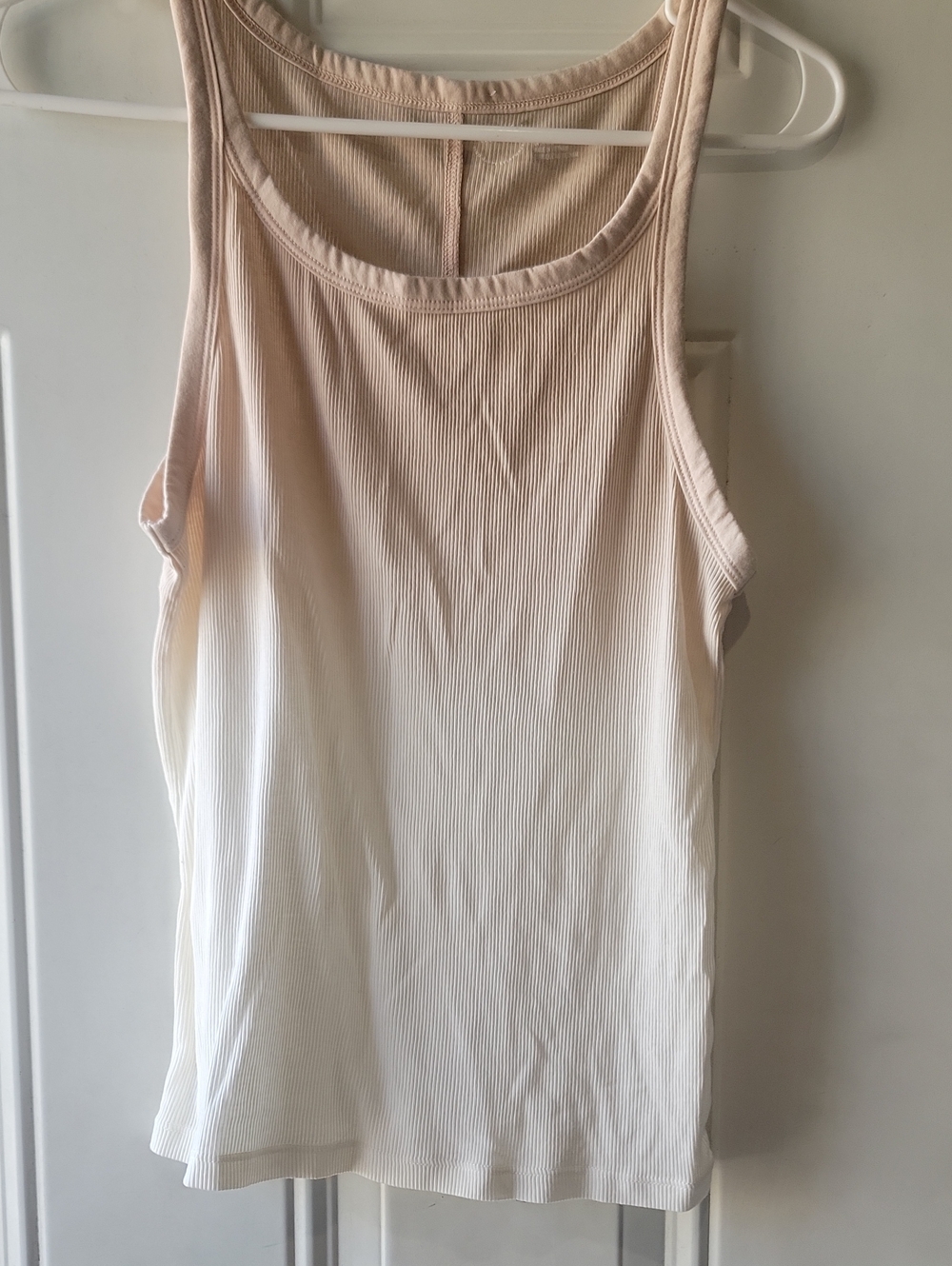 aerie Ribbed Scoop Tank in Blush and White Ombre